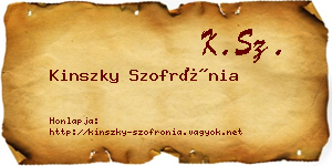 Kinszky Szofrónia névjegykártya